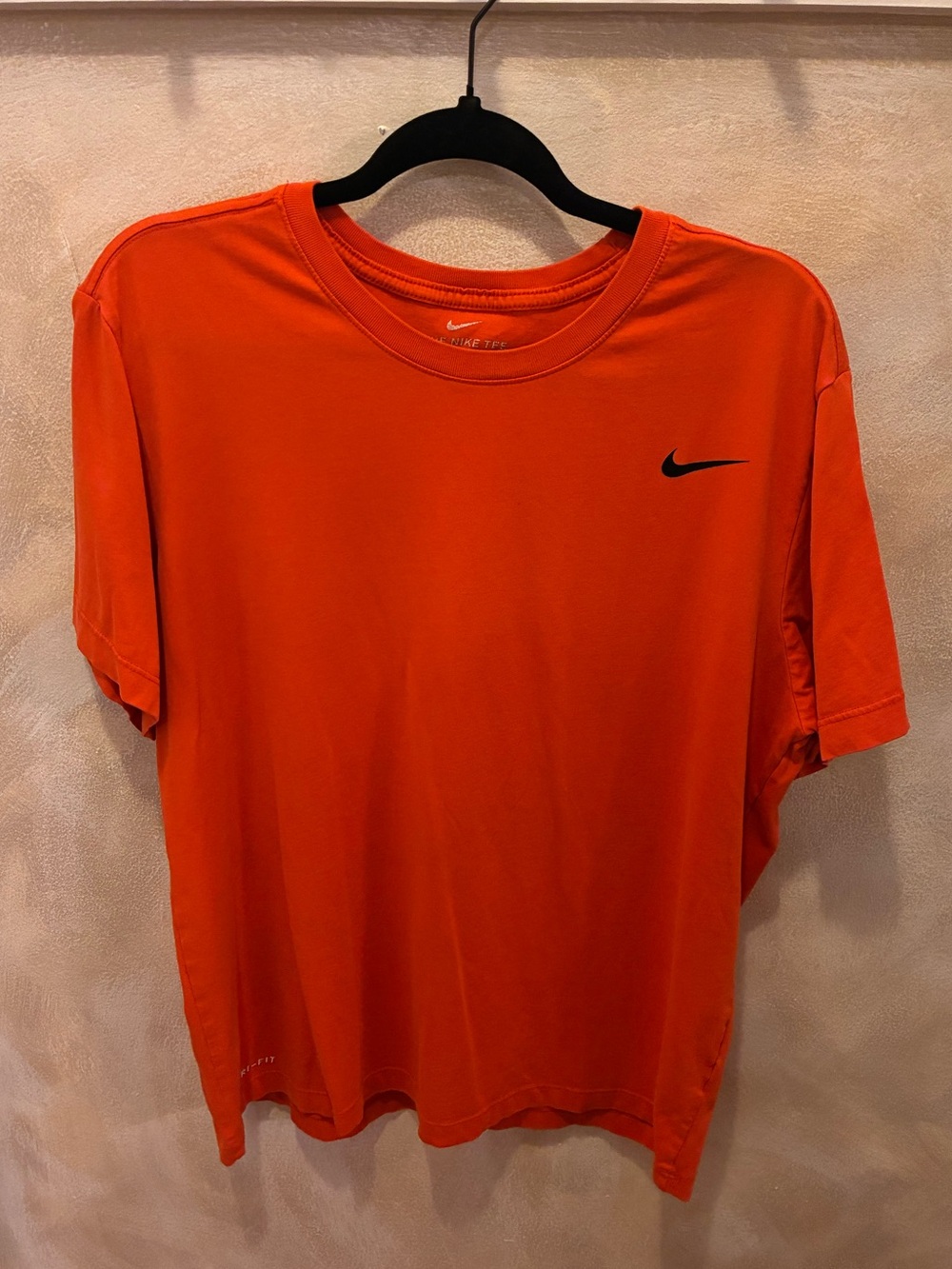 Nike Men's Orange Dri-FIT Crew Neck T-Shirt Size Large